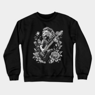 Lion Playing a Guitar Crewneck Sweatshirt